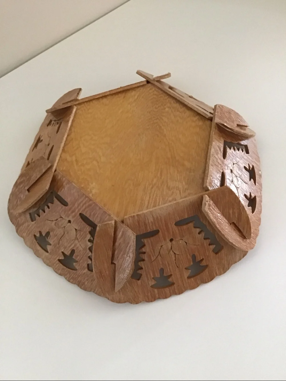 Beautiful Vintage Hand-Carved reticulated wooden bowl